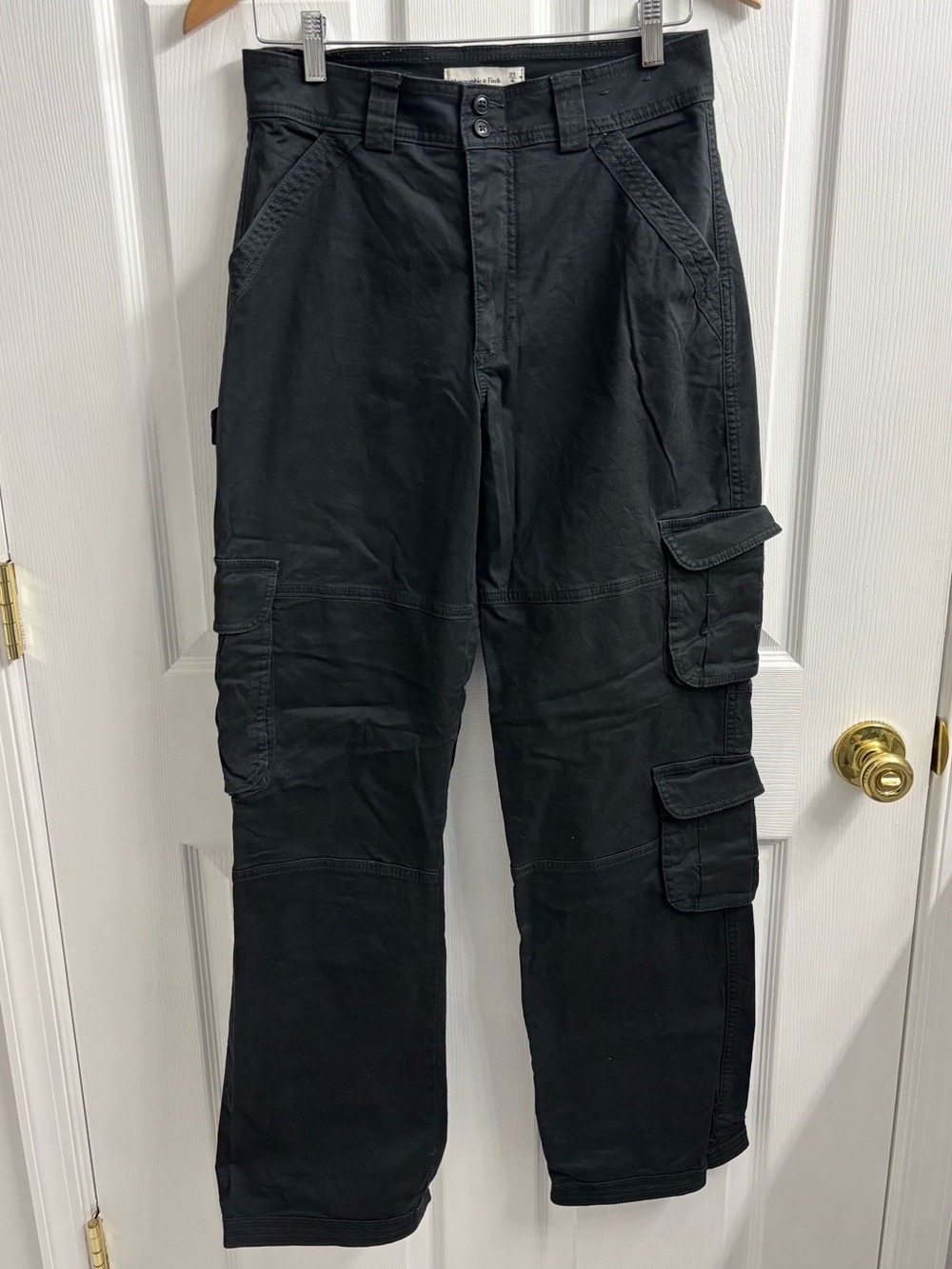 Abercrombie & Fitch Cargo Pants Curve Love 27 Black 4L Straight Y2K Utility